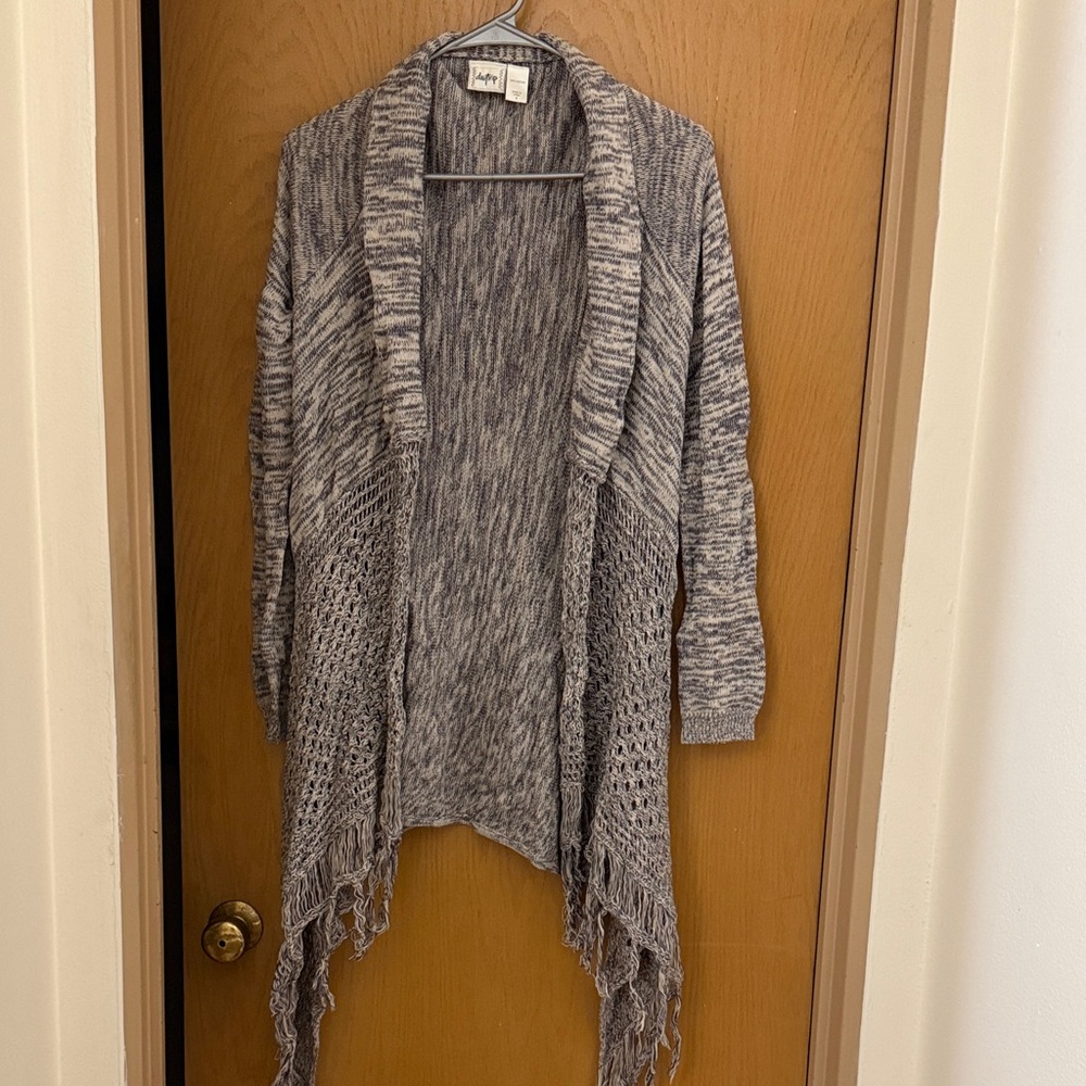 Sz S Daytrip Heathered blue fringe Cardigan